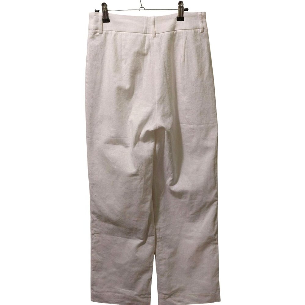 NWT Commense Womens White Linen-Blend Wide Leg Pants Small~Pockets~Spring~Summer - Picture 2 of 9
